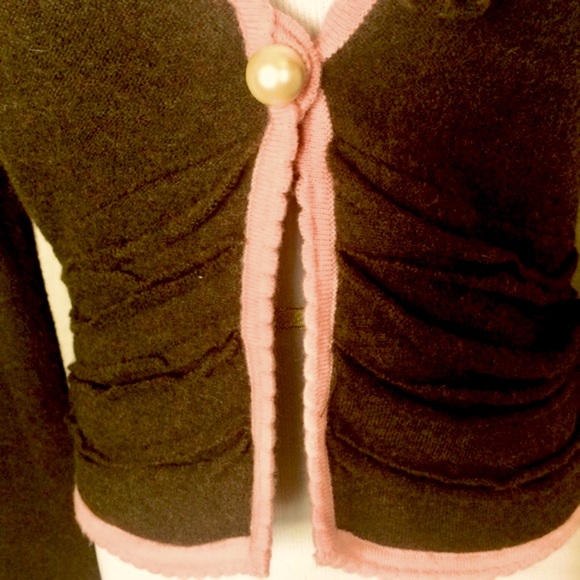 Like New Anthropologie Field Flower Bwn/Pink Cardi - Picture 3 of 5